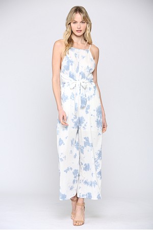 TIE DYE LINEN BLEND JUMPSUIT